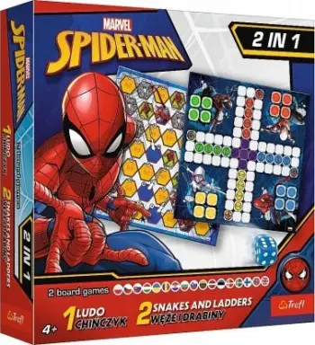 Loja tavoline Spider-Man 2 në 1 Ludo dhe Gjarpërinj dhe Shkallë, për fëmijë