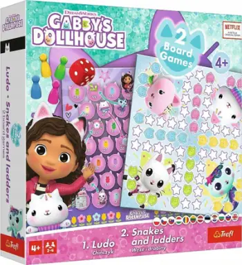 Loja tavoline Trefl Gabby's Dollhouse 2in1, Ludo dhe Snakes and Ladders, shumëngjyrëshe
