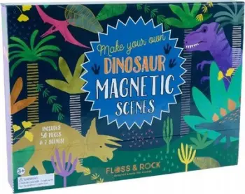 Lojë magnetike Floss and Rock Magnetic Play Scenes Dinosaur, 50 pjesë, për fëmijë