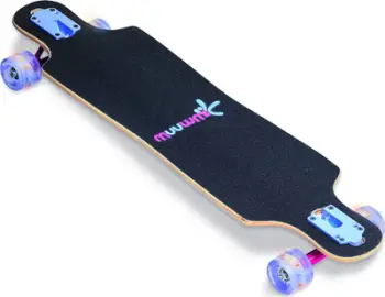 Longboard Muuwmi Compact Space, kushineta ABEC 7, rrota me ndriçim, shumëngjyrësh