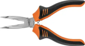 Pinca të gjata të lakuara Neo, 160 mm, doreza ergonomic, portokalli