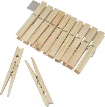 Kapëse rrobash Homea Classic Wooden, dru pishe, 12 copë, natyrale