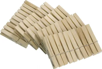Kapëse rrobash Wenko, dru natyral 7 cm, set 50 copë - 1