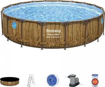 Pishinë kornizë Bestway 15in1, 549x122cm, set me aksesorë, gri