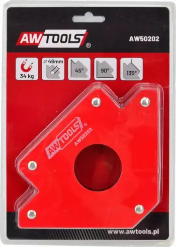 Magnet këndor saldimi AWTools AW50202, 34 kg, 122x190x25 mm, i kuq