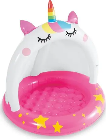 Pishinë e fryrë për bebe Intex Caticorn 58438NP, diametër 102 cm, me tendë, rozë