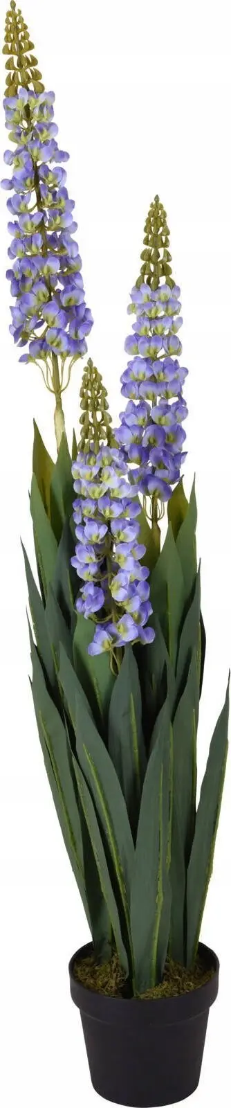 Lule artificiale në vazo Lupines, 120cm, dekorative, vjollcë