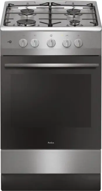 Shporet me gaz Amica 57GGH4.23ZPF Xx, pianurë me gaz, furrë elektrike, çelik inox, gri e errët