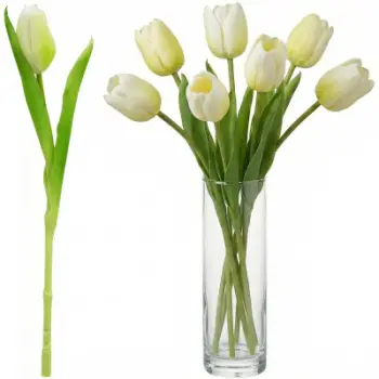 Tulipan artificial Saska Garden, silikon, 31cm, i bardhë