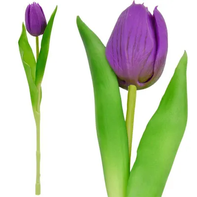 Lule artificiale Saska Purple Tulip 31cm, kërcell dekorativ, vjollcë - 2