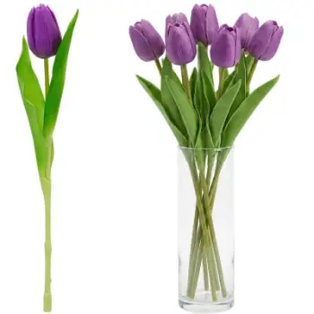 Lule artificiale Saska Purple Tulip 31cm, kërcell dekorativ, vjollcë