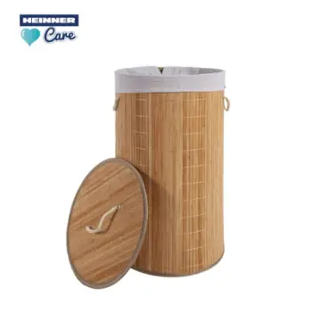 Shportë rrobash BAMBOO, rrumbullake 35x60 cm, 55 L, ngjyrë natyrale