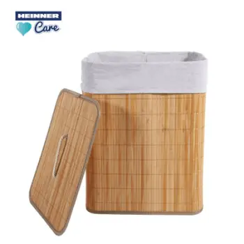 Shportë rrobash drejtkëndore Bamboo, 70L, 40x30x60cm, ngjyrë natyrale