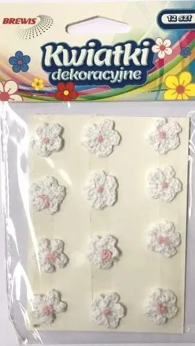 Lule dekorative Brewis, 18 mm, set 12 copë, të bardha