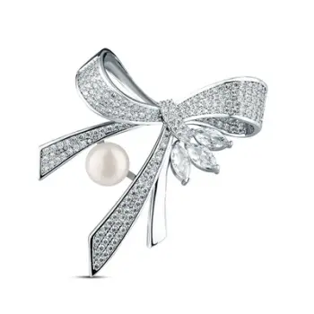 Karficë për femra JwL Luxury Pearls Bow JL0869, e argjendtë