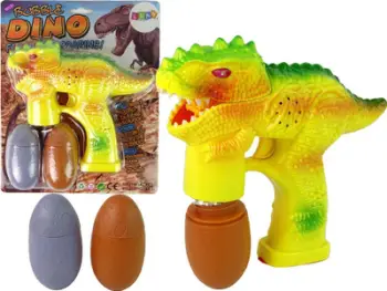 Pistoletë flluskash Leantoys Dinosaur, me vezë, e verdhë
