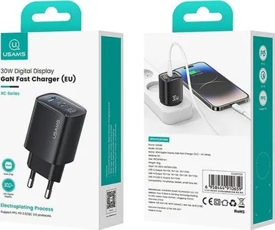 Karikues AC Usams CC229, 30W GaN, USB dhe USB C, i bardhë - 5