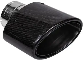 Majë auspuhi universale Carbon, 150x90mm, hyrje 76mm, karbon i zi me shkëlqim