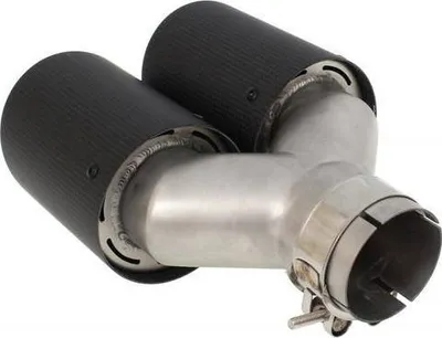 Maje marmite MTuning Double Muffler Tip 2x101mm, hyrje 63mm, karbon, e zezë - 4