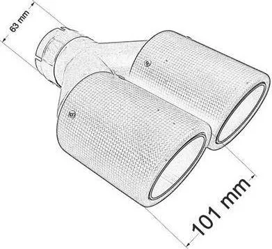 Maje marmite MTuning Double Muffler Tip 2x101mm, hyrje 63mm, karbon, e zezë - 5