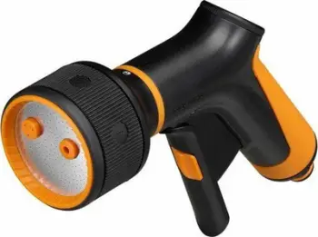 Pistoletë ujitëse Fiskars Irrigation 3 Function, 3 mënyra spërkatjeje, kontroll frontal, portokalli