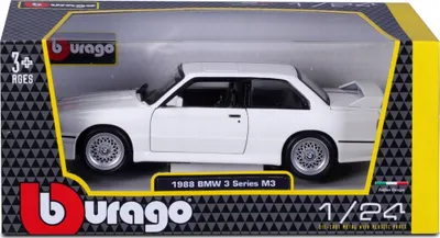 Makina model Bburago BMW M3 E30 ’88, shkalla 1:24, e bardhë - 4