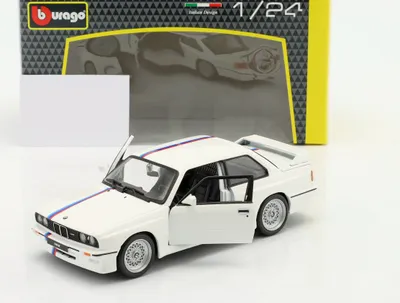 Makina model Bburago BMW M3 E30 ’88, shkalla 1:24, e bardhë - 5