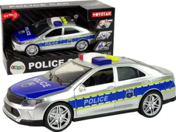 Makina lodër policie Friction Drive 1:14, drita dhe tinguj, argjendi