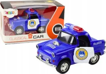 Makina lodër policie Welly Classic, shkalla 1:38, mekanizëm fërkimi, e zezë