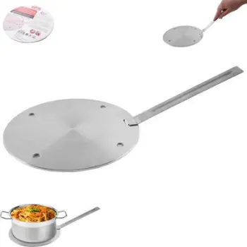 Pjatë adapter për sobë me induksion, rreth 23cm, çelik inox, argjendtë