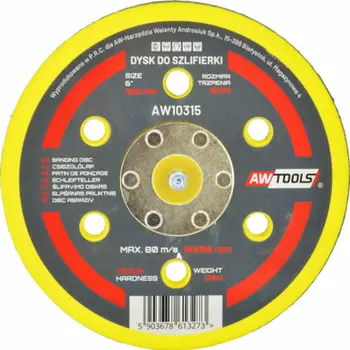 Pjatë AW Disc për sharrë orbitale, 150mm, velcro, 6 vrima, e zezë