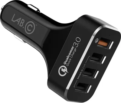 Karikues makinë LAB.C 4Port Quick, 4x USB 54W, Quick Charge 3.0, i zi - 1