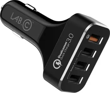 Karikues makinë LAB.C 4Port Quick, 4x USB 54W, Quick Charge 3.0, i zi