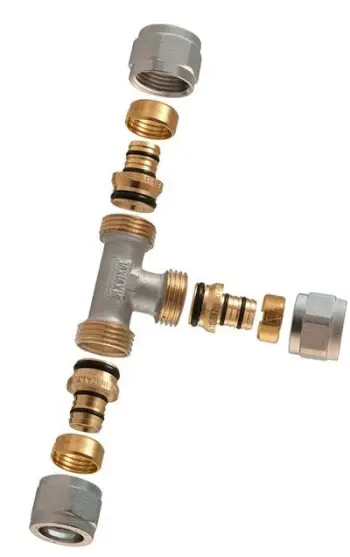 Pjesë lidhëse TDM BRASS 1445E, tee me filetë, 20x20x16, metalike