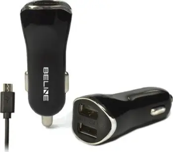 Karikues për makinë Beline 2x USB-A 2.1 A (Beli0004), i zi