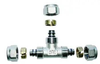 Pjesë lidhëse tee Invena Equal-pass PA-08-002, 16x16x16mm, 2mm, metalike