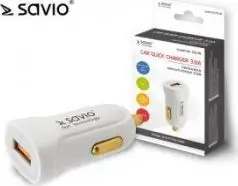 Karikues për veturë Savio SA-05/W, 12/24V, 1xUSB-A, Quick Charge 3.0, i bardhë