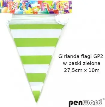 Girlandë dekorative me flamuj, 27.5cm x 10m, jeshile