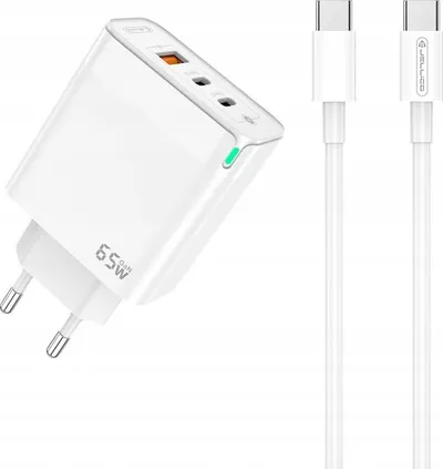 Karikues rrjeti GaN 65W, 2x USB C, USB A, me kabllo USB C - 1