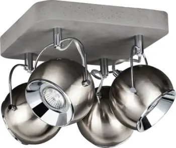 Plafonier tavanore Ball Concrete, 4 spotte, bazë betoni, metalike satine