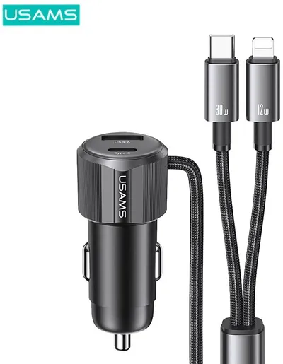 Karikues veture Usams CC287, 66W, 2 në 1, i zi - 1