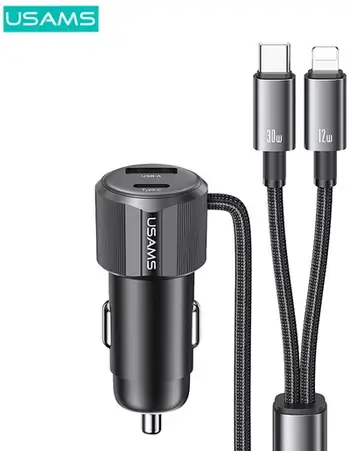 Karikues veture Usams CC287, 66W, 2 në 1, i zi