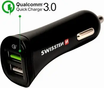 Karikues veture Swissten CL, 2x USB 18W, Quick Charge 3.0, i zi