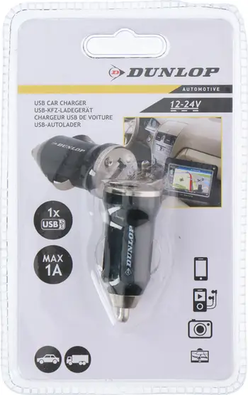 Karikues veture Dunlop USB, 12/24V, 1A, i zi