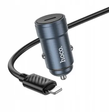 Karikues veture HOCO USB C PD 38W, me kabllo Type C në Lightning, metalik gri