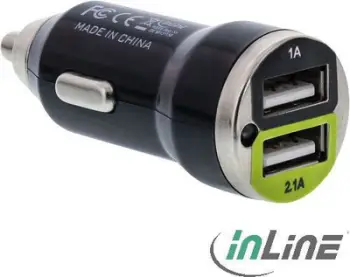 Karikues veture InLine Dual Charger 31502C, 2x USB A, 2.1A, i zi