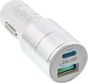 Karikues veture InLine 31502W, 1x USB A 1x USB C, 2.5A, i bardhë