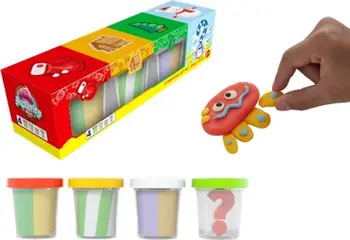 Plastelinë Swede Modeling Clay With Surprise, set 4 ngjyra, për fëmijë