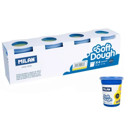 Plastelinë MILAN Basic Modeling Clay, 4 kavanoza, 116g secila, e verdhë - 2