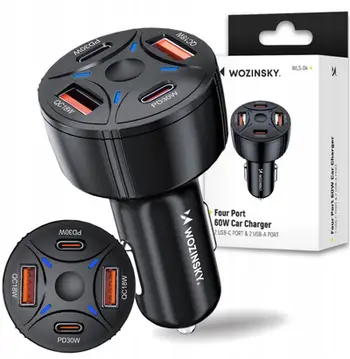 Karikues veture Wozinsky WLS-04, 60W, 2x USB-C 2x USB-A, i zi